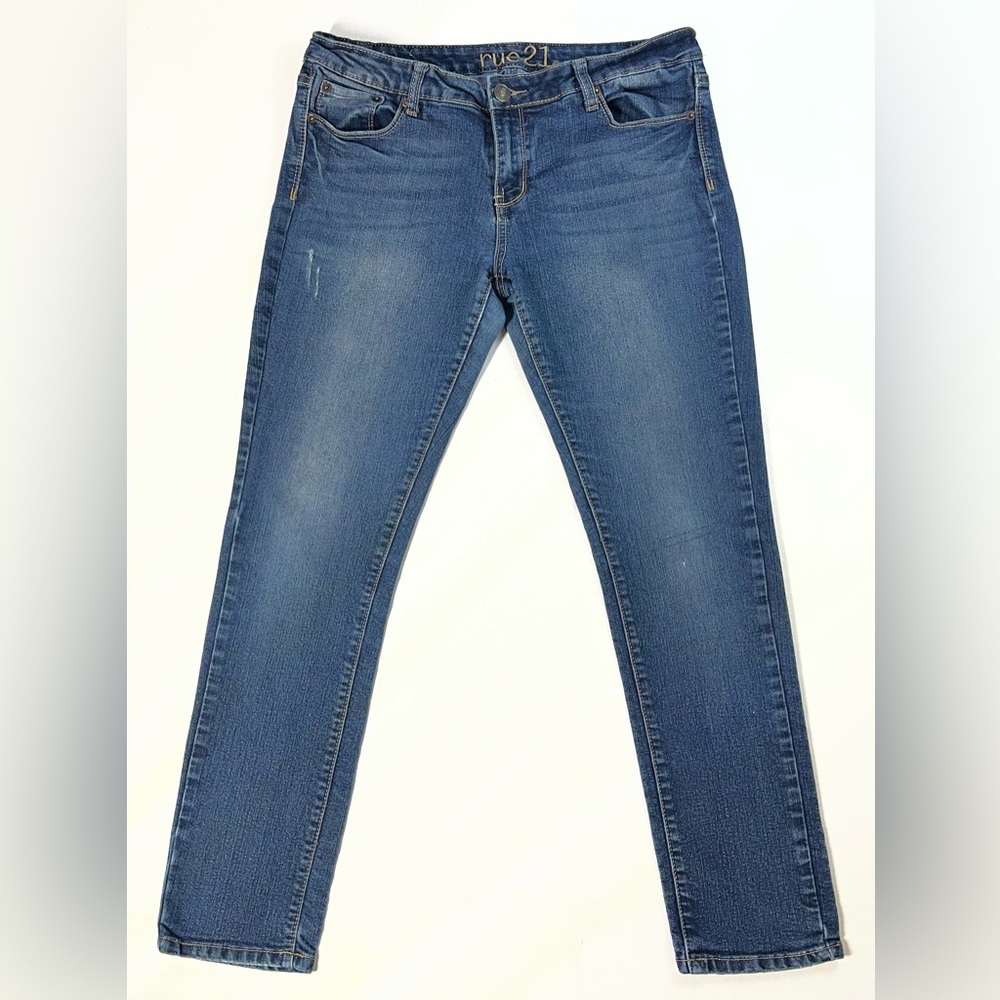 Rue21 Low Rise Straight Jeans Women's 13/14 Long Blue 5-Pocket Dark Wash A-30